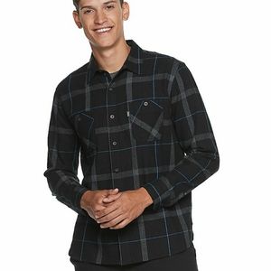 Caliville Black Plaid Flannel Button Down Shirt